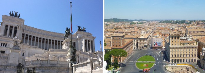 Monumento Vittorio Emanuelle II e vista da Piazza Venezia do alto do monumento