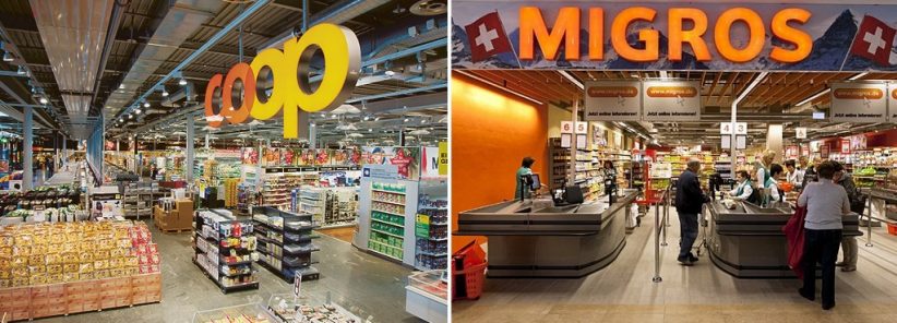 O Coop e o Migros são as 2 principais redes de supermercados da Suíça