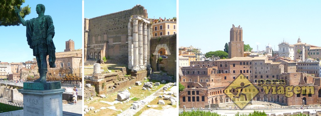 Via dei Fori Imperiale: Estátua de César, Forum de Augusto e Mercado de Trajano