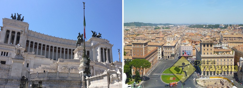 Monumento Vittorio Emanuelle II e vista da Piazza Venezia do alto do monumento