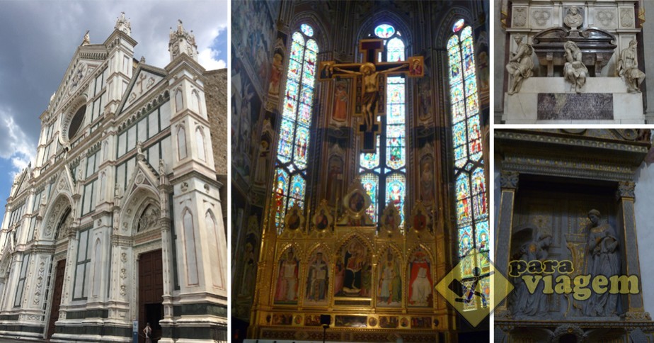 Basílica de Santa Croce e o belo altar. Acima: detalhe do túmulo de Michelangelo. Abaixo: 'A Anunciação', de Donatello.