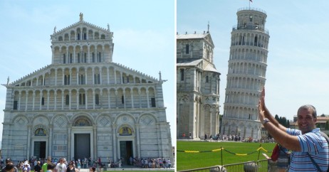 Duomo de Pisa e a tradicional foto em perspectiva da Torre Pendente
