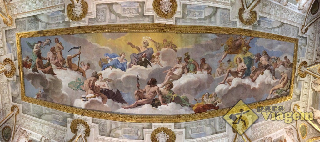 Júpiter e o Conselho dos Deuses: afresco de Giovanni Lanfranco no primeiro salão da Galeria Borghese