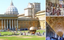 Museus do Vaticano. No detalhe, a Galeria dos Mapas e um afresco das Salas de Rafael