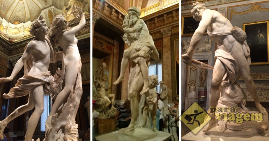 Esculturas "Apolo e Dafne", "Fuga de Tróia" e David" de Bernini