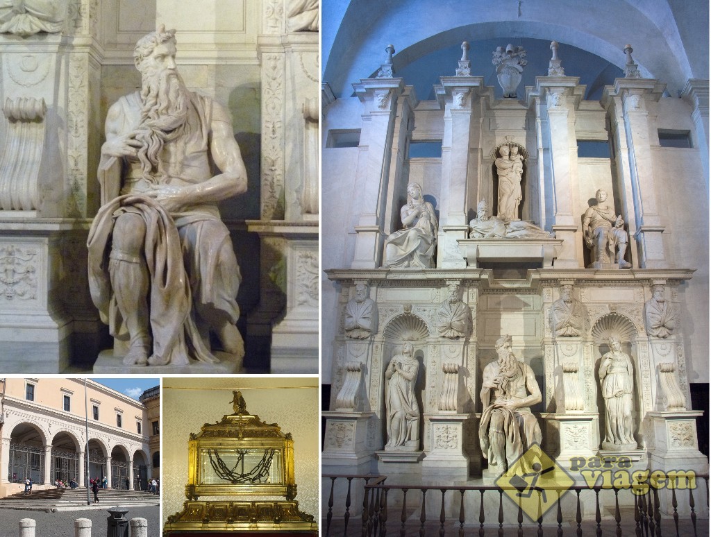 Moisés de Michelangelo (Igreja de S. Pietro in Vincoli). No detalhe, as correntes de São Pedro.