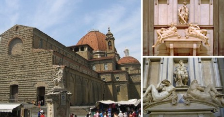 Igreja San Lorenzo e Capela Médici. Detalhes dos túmulos de Lorenzo e Juliano de Médici esculpidos por Michelanglo