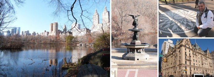 Central Park no outono: Bethesda Fountain - Strawberry Fields - Dakota Building