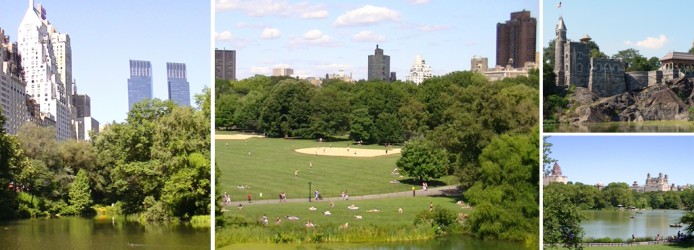Central Park no verão: Belvedere Castle no detalhe acima
