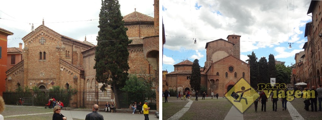 Complexo de San Stefano. Em destaque (à esq) está a igreja mais antiga da Bolonha