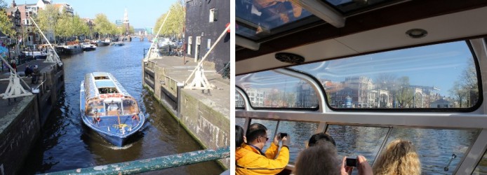Os barcos que fazem passeios pelas águas de Amsterdam