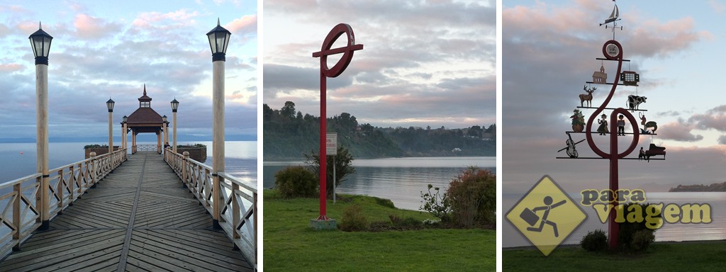 Orla do Lago Llanquihue em Frutillar e as esculturas com referências musicais