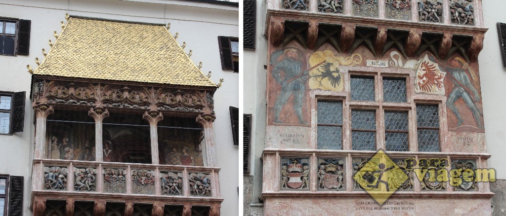 Os detalhes decorativos do Goldenes Dachl