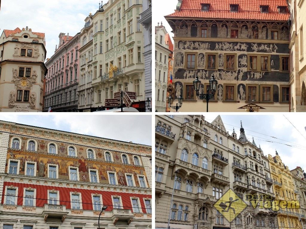 Fachadas lindamente decoradas de Praga