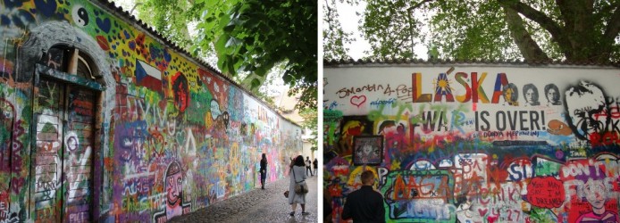 Muro de John Lennon e a frase adaptada "War is over"