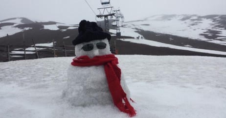 Boneco de neve na estação do Vulcão Osorno