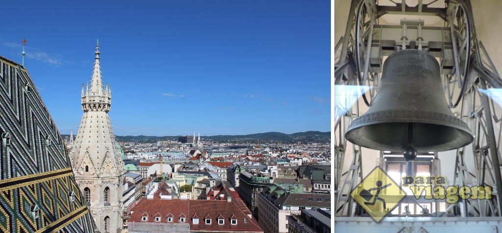 A linda vista de Viena da torre norte e o sino Pummerin