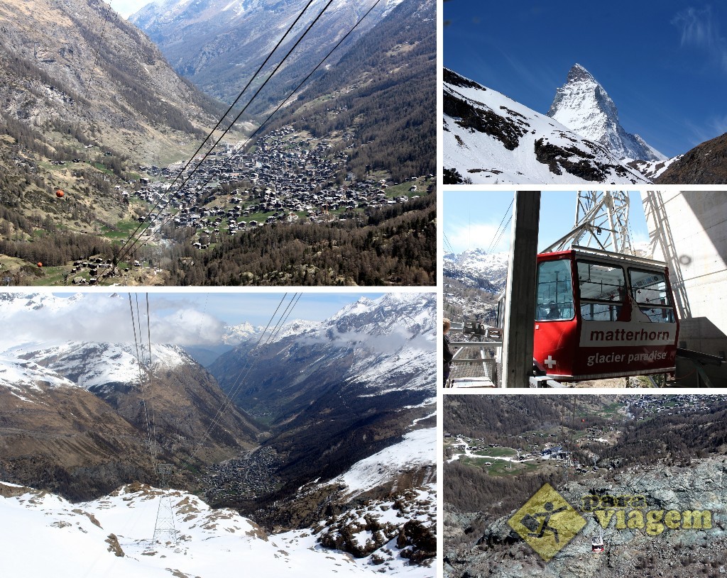 FURI até TROCKENER STEG – Passeio no teleférico tipo gôndola, com uma vista ainda mais incrível do vilarejo de Zermatt e dos primeiros pontos com neve