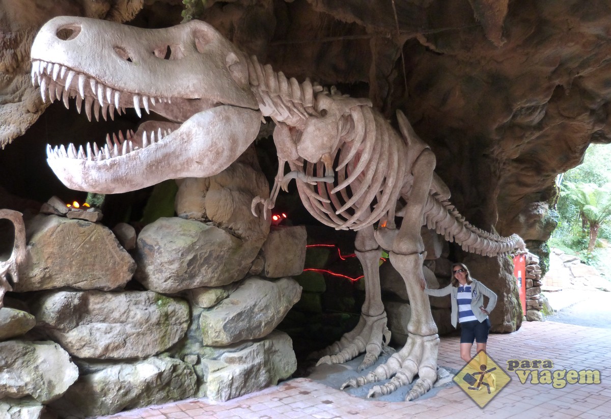Posando ao lado do Esqueleto de Dinossauro