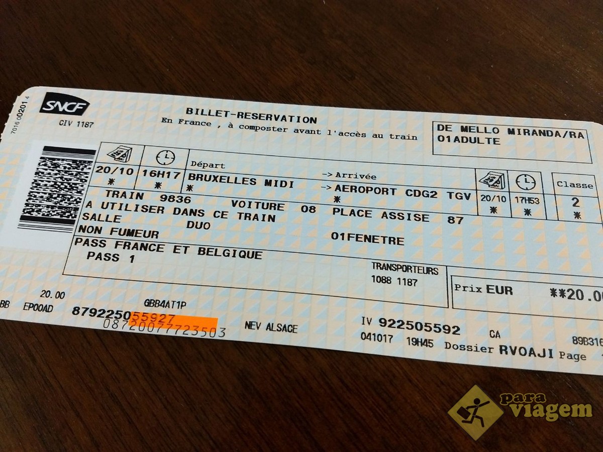 Reserva de Trem TGV da Companhia SNCF