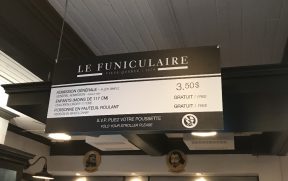Valor do ticket do Funicular de Quebec (preço Set/18)