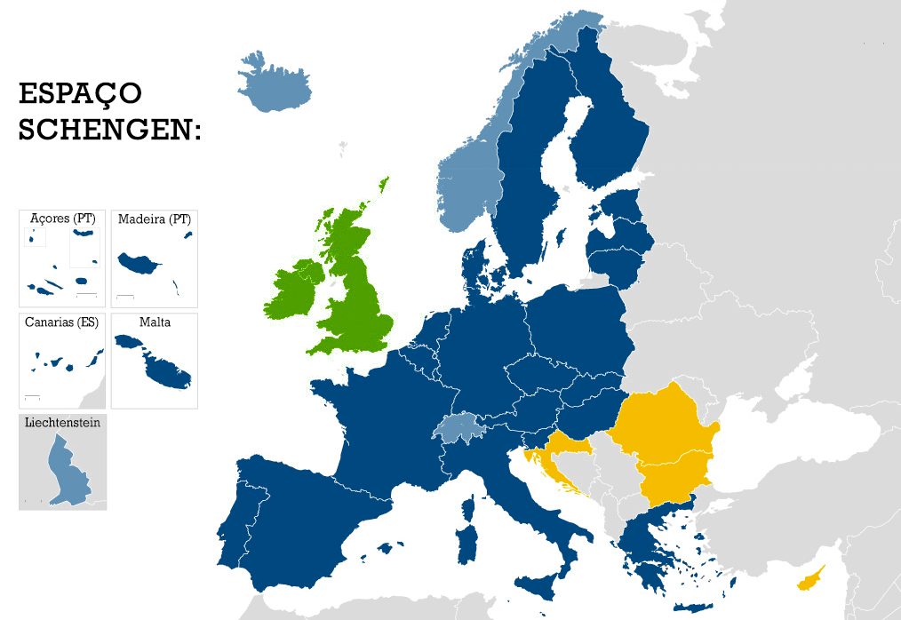 Países do Tratado de Schengen atualmente