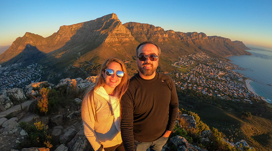 Selfie perfeita no alto da Lion's Head em Cape Town