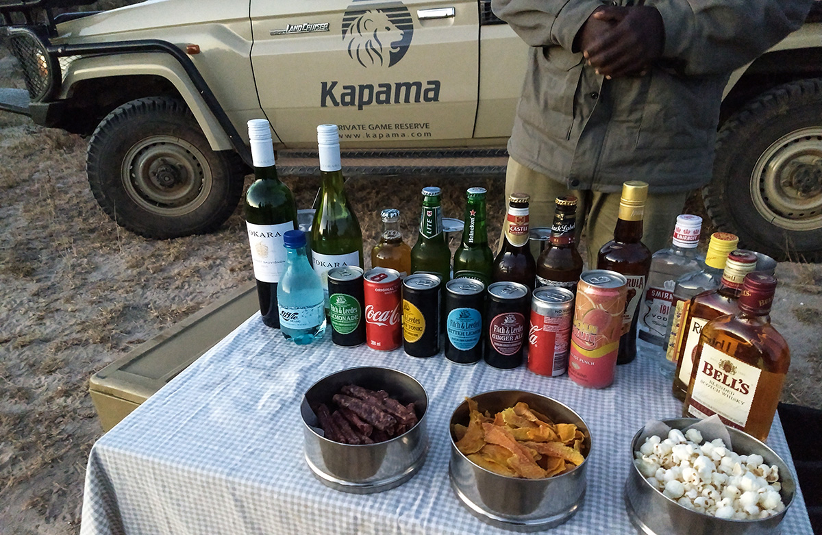 Snacks e Bebidas Durante Safari no Kapama
