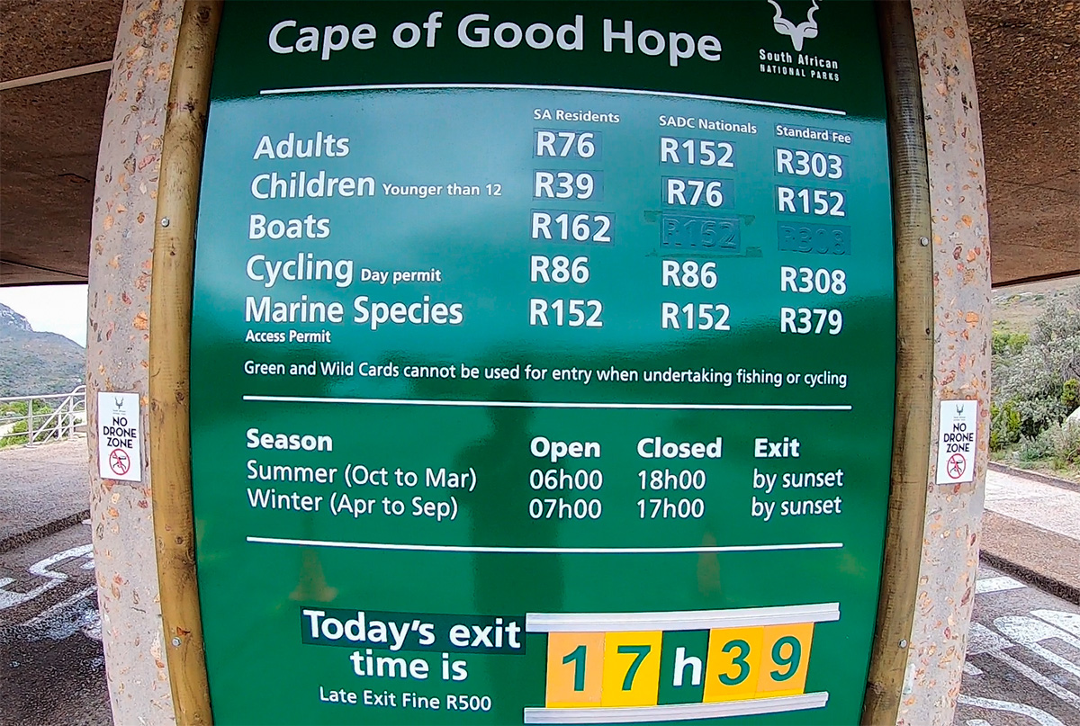 Preços e Horários do Cabo da Boa Esperança